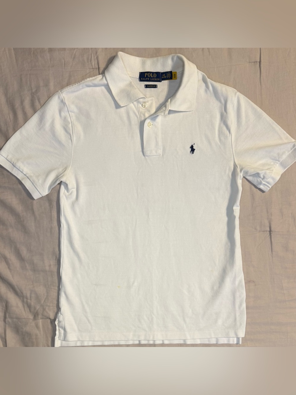 Polo Ralph Lauren White Classic Fit Polo Shirt Boys L 14-16